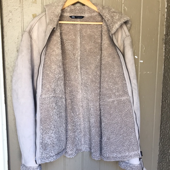 Zara shearling hooded jacket - Picture 6 of 9